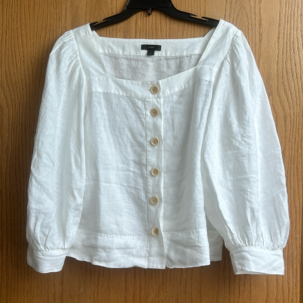 White Linen L J Crew Blouse